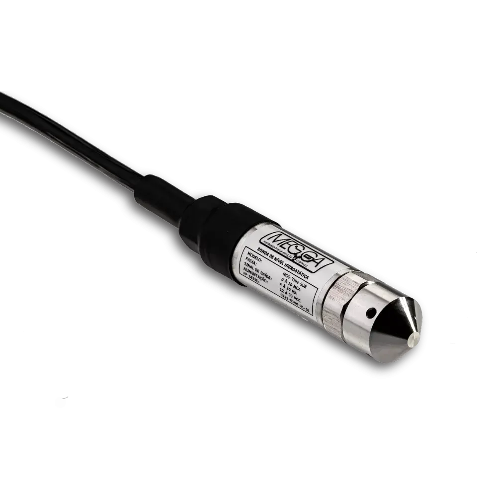 Sonda de nível hidrostática MGG-TNH-SUB de 28 mm em aço inox com cabo